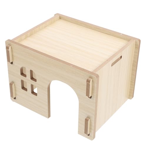 WEKAMOS Holz Kleintierhaus mit Versteck Futterstation und Trinkplattform Mehrzweck Hamster Versteck Einfach zu Reinigen und Zusammenbauen Sicheres Kaninchen und Meerschweinchenversteck von WEKAMOS
