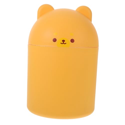 WEKAMOS Kawaii Tischmülleimer im Bärenstil Multifunktionaler Abfalleimer für Zuhause für Wohnzimmer und Schlafzimmer Gelb Tragbar und Platzsparend von WEKAMOS