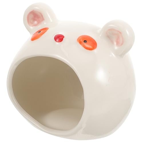 WEKAMOS Keramisches Hamsterversteck Bär-Form Kühlhaus Für Kleintiere Hamsterhaus Zum Schlafen Und Spielen Robust Und Leicht Zu Reinigen Für Sommermonate Und Kleine Haustiere von WEKAMOS