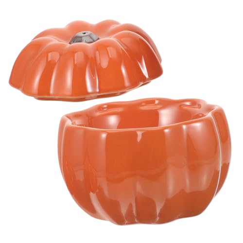 WEKAMOS Keramik Katzen Hundenapf Kürbisform Orange Rutschfester Futternapf mit Ergonomischem Design Kratzfest und Langlebig für Katzen Welpen Futter Wasserschüssel Haustierbedarf von WEKAMOS