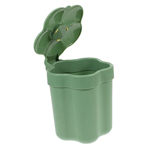 WEKAMOS Kleiner Desktop Mülleimer mit Deckel Cartoon Blumen Design Kompakter Tischabfalleimer für Büro Schlafzimmer Geruchsdicht und Leicht zu Reinigen Praktischer Abfalleimer für von WEKAMOS