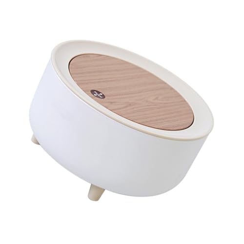 WEKAMOS Kleiner Tischabfalleimer mit Druckdeckel Kompakter Desktop mülleimer für Büro und Zuhause Praktischer Mini rubbish Bin für Schreibtisch Weiß Langlebig und Platzsparend von WEKAMOS
