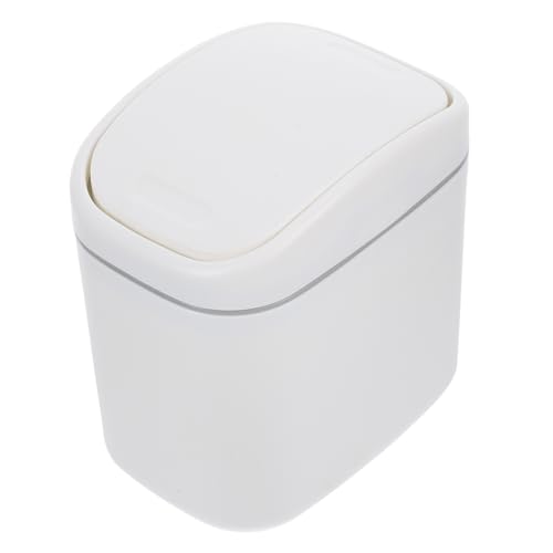 WEKAMOS Kleiner Tischmülleimer mit Schwingdeckel Moderater Kapazität Leichter Luxus desktop abfalleimer für Schlafzimmer Wohnzimmer Büro Platzsparender Haushalts mülleimer von WEKAMOS