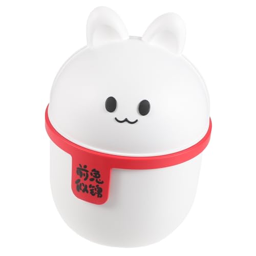 WEKAMOS Mini Desktop Müllbehälter mit Deckel Kompakter Aufbewahrungskorb für Abfall Geruchsisolierend Praktischer Schreibtisch Mülleimer für Wohnzimmer und Büro Weiß mit Hasenmotiv WEKAMOS Mini Desktop Müllbehälter mit Deckel Kompakter Aufbewahrungskorb für Abfall Geruchsisolierend Praktischer Schreibtisch Mülleimer für Wohnzimmer und Büro Weiß mit Hasenmotiv von WEKAMOS