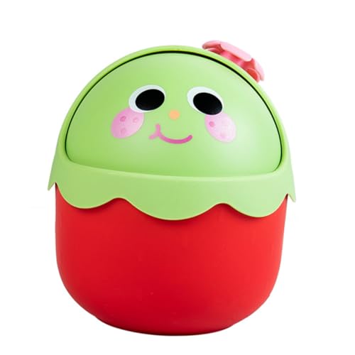 WEKAMOS Mini Desktop Mülleimer mit Deckel aus Robustem PP Cartoon Tier Design Kompakter Papierkorb für Küche Büro Schlafzimmer Farbenfroher Kleiner Tischabfallbehälter von WEKAMOS