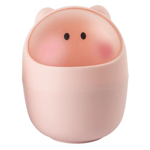 WEKAMOS Mini Desktop Mülleimer mit Klappdeckel Niedlicher Kleiner Tisch mülleimer aus Kunststoff Kompakter Abfalleimer für Büro Küche Schlafzimmer Platzsparend und Einfach zu Reinigen von WEKAMOS