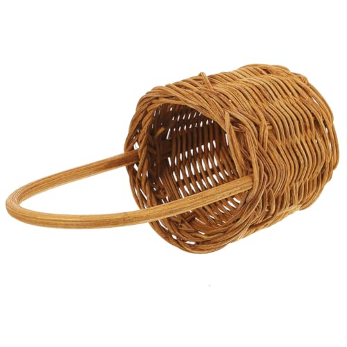 WEKAMOS Mini Rattan Korb mit Henkel Handgeflochtenes Blumen Dekorationskorb Tragbarer Mini Picknickkorb für Hochzeit Party Wohnraum Outdoor Dekoration von WEKAMOS
