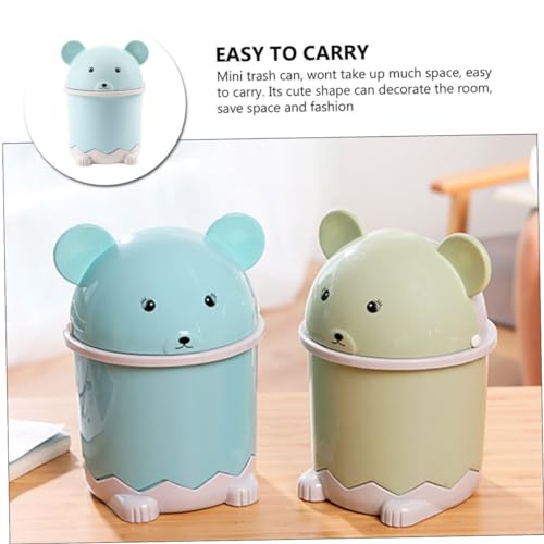 WEKAMOS Mini Tischmülleimer mit Deckel Süßer Cartoon Desktop Kosmetik Mülleimer Multifunktionaler Kleiner Abfalleimer für Küche Büro Schlafzimmer Bad Kompakter Sundries Container Blau von WEKAMOS