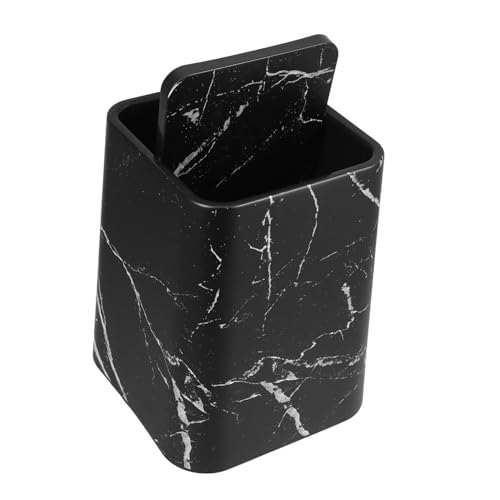 WEKAMOS Moderner Mülleimer mit Deckel Quadratisch Schwarzer Marmoreffekt Müllbehälter für Wohnzimmer Küche Badezimmer Büro Stilvoll Leicht zu Reinigen Optimaler Abfallkorb von WEKAMOS
