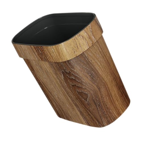 WEKAMOS Multipurpose Schmaler Abfalleimer mit Retro Holzmaserung Langlebiger PP Material Mülleimer für Bad Küche Wohnzimmer Große Kapazität Leicht zu Reinigen Praktischer von WEKAMOS