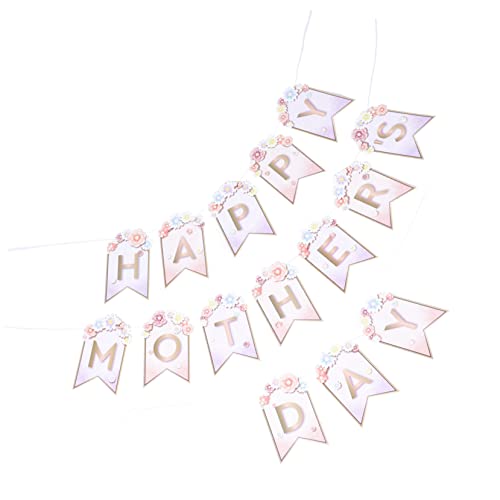 WEKAMOS Muttertag Banner Rosa Blumen Girlande Dekoratives Party Backdrop Hängendes Fotorequisit für Muttertagsfeier Teilig Festliche Wohnraumdekoration von WEKAMOS