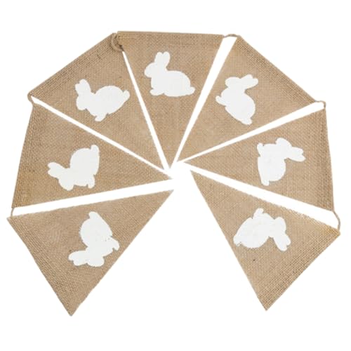 WEKAMOS Osterbanner aus Jute mit Hasenmotiv Fröhliche Wimpelkette für Osterfeiern für Dekoration von Partys Begrüßung von Gästen WEKAMOS Osterbanner aus Jute mit Hasenmotiv Fröhliche Wimpelkette für Osterfeiern für Dekoration von Partys Begrüßung von Gästen von WEKAMOS