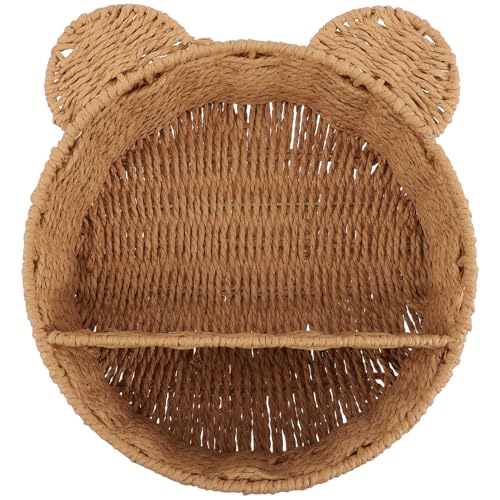 WEKAMOS Rattan Wandregal Geflochtenes Hängeregal Wandhalterung für Blumen und Deko Handgewebtes Regal im Vintage Stil Vielseitiges Wandregal für Wohnzimmer und Küche von WEKAMOS