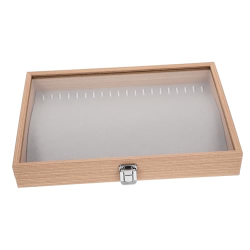 WEKAMOS Schmuck Aufbewahrungsbox mit Klarglasdeckel Tragbare Holz Juwelen Organizer für Ohrringe und Ringe Fächer für Optimalen Schmuckschutz und Präsentation von WEKAMOS