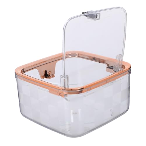 WEKAMOS Transparenter Mini Tischabfalleimer mit Deckel Kleiner Desktop Müllbehälter mit Push Top Funktion Kompakt und Platzsparend Rasterdesign für Büro Küche und Wohnbereich von WEKAMOS