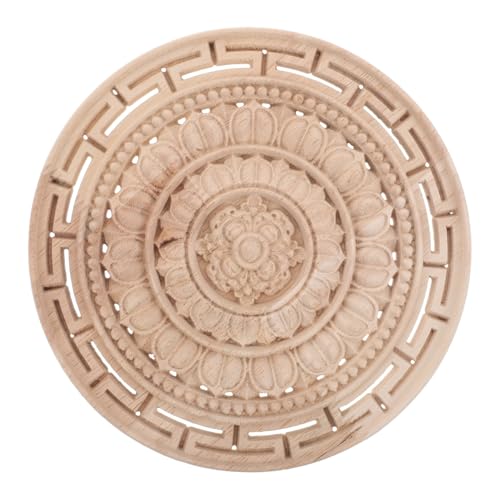 WEKAMOS Unlackierte Holz-onlay Applique Mandala Blume Geschnitzte Runde Holzdekoration Wiederverwendbar Einfache Montage Natürliche Optik Möbel Wandverzierung für Schrank Bett Kommode von WEKAMOS
