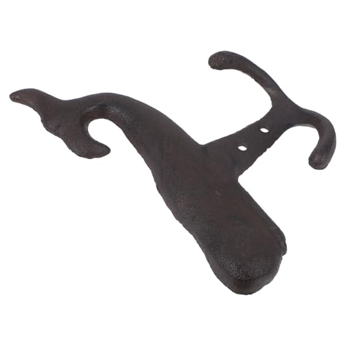 WEKAMOS Vintage Wandhaken aus Gusseisen in Wal Design Robuster Wandhaken für Garderobe Handtuch und Schlüsselaufbewahrung Platzsparender Türhaken in Braun Schwarz von WEKAMOS