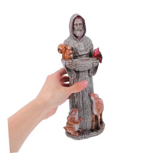 WEKAMOS Vogeltränke Statue Gartenfigur mit Vogelfutterspender Resin Handgefertigt Wetterfest für Garten Terrasse Außenbereich Dekoration und Wildvögel Fütterung von WEKAMOS