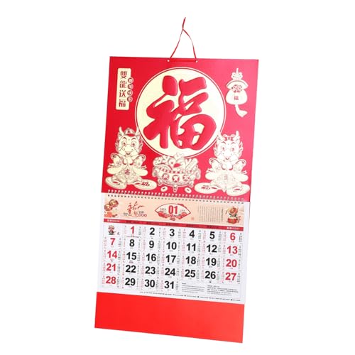 WEKAMOS Wandkalender Drachenjahr Kalender mit Chinesischem Design Fadenloser Druck Robuste Materialien für Zuhause und Büro von WEKAMOS