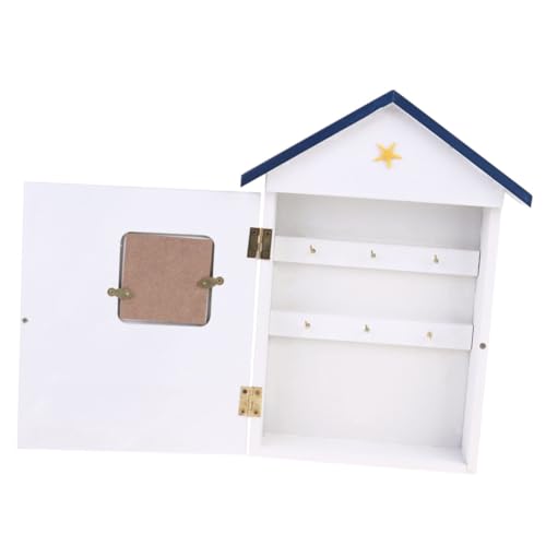 WEKAMOS Wandmontierter Schlüsselhalter Holz Mediterrane Hausform Schlüsselbox mit maritimem Seestern Dekor für Küche Flur und Eingang Organisator WEKAMOS Wandmontierter Schlüsselhalter Holz Mediterrane Hausform Schlüsselbox mit maritimem Seestern Dekor für Küche Flur und Eingang Organisator von WEKAMOS