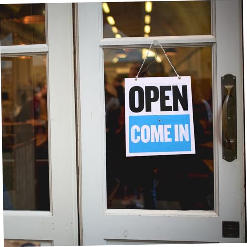 WEKAMOS Welcome Türschild aus PVC Doppelseitig Quadratisch mit Uhr Dekoratives Öffnungsschild für Laden Geschäft Mall Haus Robustes Welcome Hanging Board Praktische Öffnungszeitenanzeige von WEKAMOS