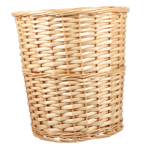 WEKAMOS Wicker Abfalleimer Haushaltskorb Robust Umweltfreundlich Vielseitig Einsetzbar Dekorativ Kompakt für Wohnzimmer Bad Küche von WEKAMOS