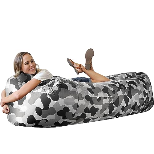 WEKAPO Aufblasbare Couch Air Lounger Chair Camping & Strand Zubehör Tragbares Blow Up Sofa für Wandern Rasen Indoor/Outdoor Filme & Musikfestivals Leichte und einfach aufzubauende Lufthängematte von WEKAPO