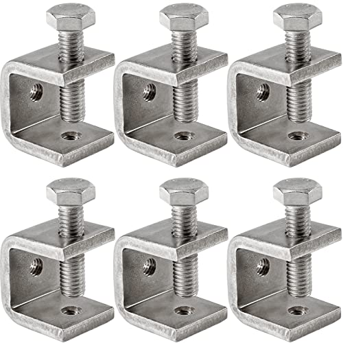WEKBOSS Kleine C-Klemmen für Holzbearbeitung 21 mm, Robuste Edelstahl-Schweißklemmen, Mini-Metall-Schreibtischklemme zur Montage, mit Breiter Backenöffnung und Verstellbarer Schraube und Pad(6 Stück) von WEKBOSS