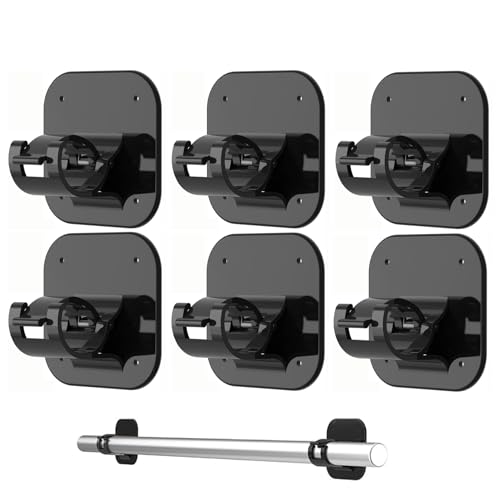 Gardinenstangehalter Ohne Bohren, Vorhangstangenhalter Selbstklebend mit Schrauben, Gardinenhaken, Stangenhalterung für Bad, Küche, Wohnzimmer, Schlafzimmer (6er-Set) von WEKIWGOT