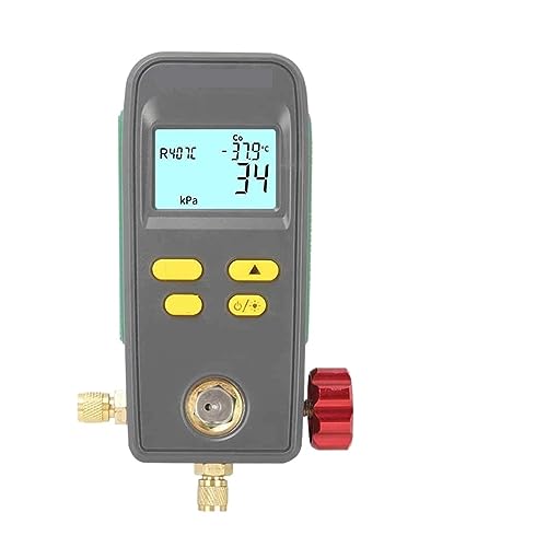 Manometer, Digitales Kälteverteilermessgerät mit Vakuummeter und Temperaturtester, Schwarz von WEKONUMEX