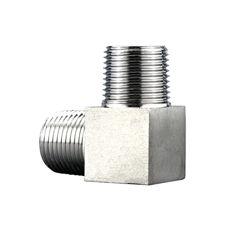 Schlauchanschlussstücke, 304 Edelstahl 1/8-1/2 Zoll NPT Innengewinde T-Rohrverschraubung(Elbow Male Male,3/8inch) von WEKONUMEX