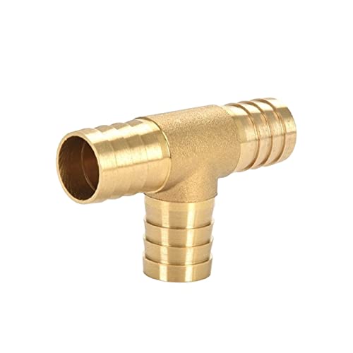 Schlauchanschlussstücke, Messing Barb Rohrverschraubung for Gas Wasser Öl Mehrere Größen T-Stück Y Kreuz Ellenbogen(T 3 Way,12MM) von WEKONUMEX