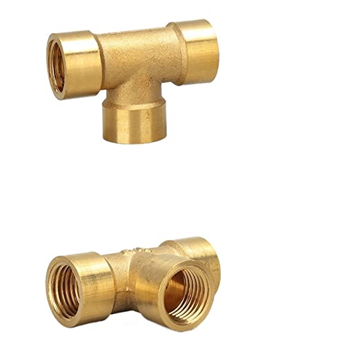 Schlauchanschlussstücke, Messing-T-Rohrverbinder, BSP-Innengewinde, for Wasser, Kraftstoff, Gas, mehrere Größen, Gold, 2 Stück(1/8Inch) von WEKONUMEX