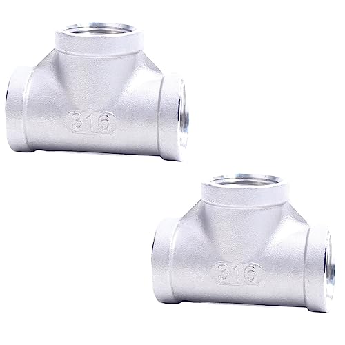 Schlauchanschlussstücke, Packung mit 2 304 Edelstahl-Schlauchverbinder T-Stück Rohrverschraubung NPT weiblich 1/8 bis 4 Zoll(3/8 Inch Dn10) von WEKONUMEX