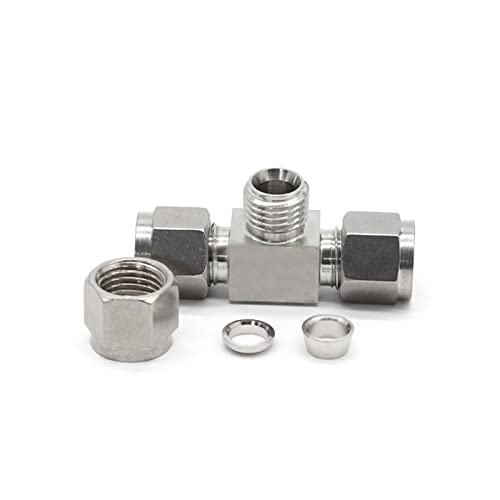 Schlauchanschlussstücke, Schlauchverbinder T-Stück Rohrverschraubung Edelstahl 304 Einzelhülse Silber Mehrere Größen(16mm) von WEKONUMEX