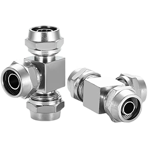 Schlauchanschlussstücke, Vernickeltes Kupfer-T-Stück, Push-In-Fitting, pneumatischer Schnellanschluss, 2 Stück, 4–16 mm(16mm) von WEKONUMEX