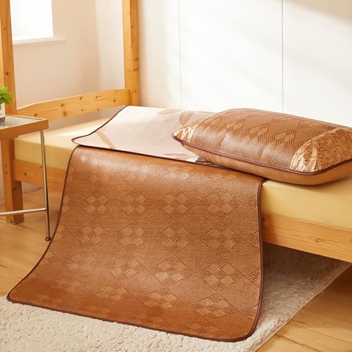 Sommer kühlende Schlafmatte aus Bambus, Schlafmatte Rattan Ice Silk mit Kissenbezug in vielen Größen(180 * 220cm) von WEKONUMEX
