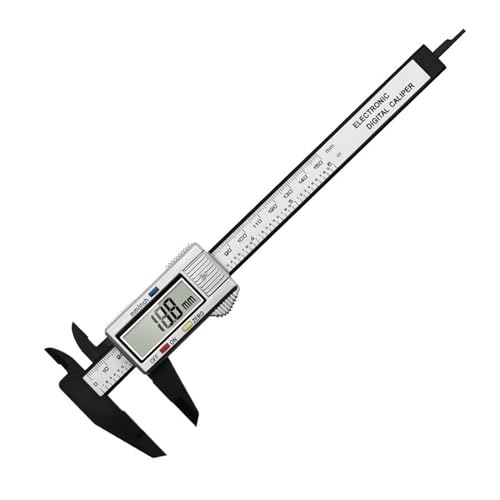 WEKONUMEX Digitaler Messschieber, Digitaler Messschieber 0-150mm Carbon Fiber Mikrometer Messwerkzeug Schwarz/Silber(No Battery Black) von WEKONUMEX