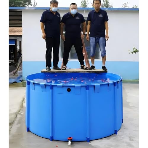 WEKONUMEX Folding Fischteich, Leinwand Fisch Teich Pool über dem Boden Faltbare Plane Koi Zucht blau(2.5x1.2 m/98.4x47.2 in) von WEKONUMEX