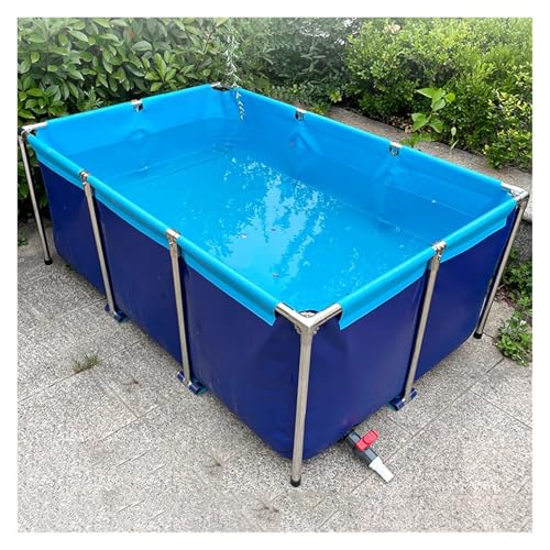 WEKONUMEX Folding Fischteich, PVC-Edelstahl über dem Boden Faltbarer Fischteich 0,7 mm dick blau(2 * 1 * 0.8m) von WEKONUMEX