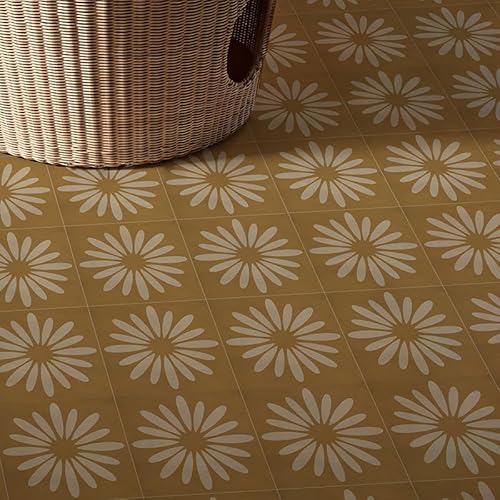 WEKONUMEX Kachel Aufkleber, PVC-Aufkleber for Abziehen und Aufkleben von Wand- und Bodenfliesen, Blumenmuster, 30 x 30 cm, Packung mit Mehreren Größen(18 PC(30x30cm)) von WEKONUMEX