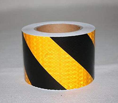 WEKOW 1Stk. 5 Cm / 10 Cm / 20 Cm Reflektierendes Klebeband Aus Gelbem Und Schwarzem Twill Reflektierendes Klebeband Reflektierender Film Warnband Warnband Nachtsicherheitswarnung (10CM) von WEKOW