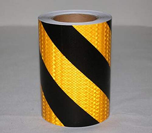 WEKOW 1Stk. 5 Cm / 10 Cm / 20 Cm Reflektierendes Klebeband Aus Gelbem Und Schwarzem Twill Reflektierendes Klebeband Reflektierender Film Warnband Warnband Nachtsicherheitswarnung (20CM) von WEKOW