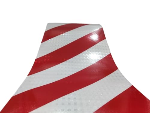 WEKOW 20CM × 3M Rot Weiß Reflexstreifen Nachtsicherheitswarnung Auffälligkeit Band Filmaufkleber Reflektierender Aufkleber Warnband (2) von WEKOW