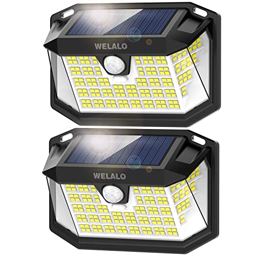 WELALO Solarlampen für Außen mit Bewegungsmelder, 【2 Stück】 188 LED Solarleuchten, 270° Aussen 3 Modi Solar Aussenleuchte, Wandleuchte IP65 Wasserdichte Garten Solarlicht von WELALO