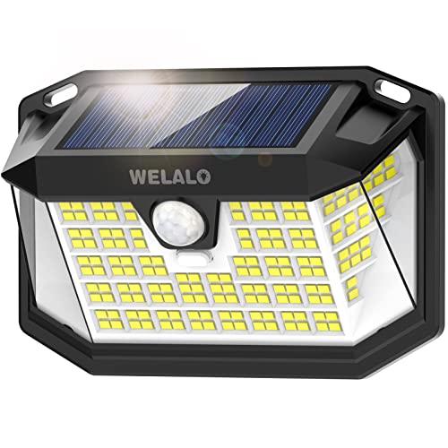 WELALO Solarlampen für Außen mit Bewegungsmelder, 【1 Stück】 188 LED Solarleuchte für Außen, 270° Aussen 3 Modi Solar Aussenleuchte, Solar Wasserdichte Wandleuchte IP65 Wasserdichte Garten Solarlicht von WELALO