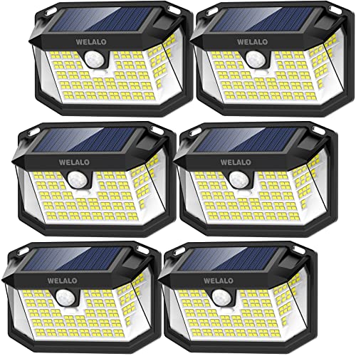 WELALO Solarlampen für Außen mit Bewegungsmelder, 【6 Stück】 188 LED Solarleuchten für Außen, 3 Modi 270° Solar Aussenleuchte, IP65 Solar Wasserdichte Wandleuchte Aussen Solarlicht Led Solar Garten von WELALO