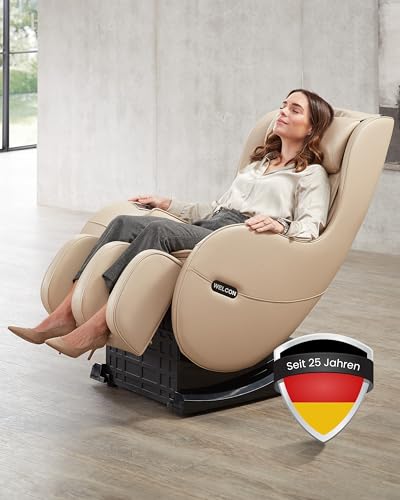 WELCON Massagesessel EASYRELAXX BEIGE - 3D Massagestuhl mit Neigungsverstellung elektrisch, Automatikprogramme Knetmassage Klopfmassage Rollenmassage Airbagmassage Sessel Massagestuhl von WELCON