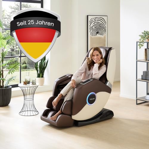 WELCON EASYRELAXX Plus Massagesessel in beige braun | Heizung | Voice Control | induktives Laden von WELCON