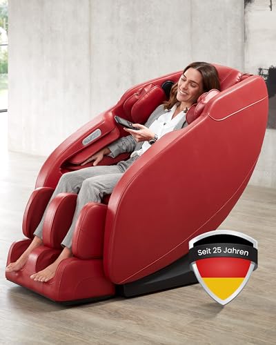 WELCON Massagesessel Prestige II in rot - 3D Massagesessel für zuhause mit Zero Gravity, Wärmefunktion und 6 Automatikprogrammen von WELCON